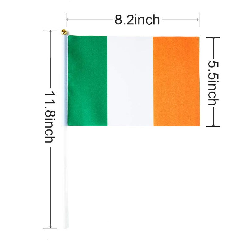 mflagperft Ireland Flag Irish Flag, Small Mini Handheld Ireland Flags on Stick, Ideal for Party Parades Sports Events Patriotic Festival Decorations - Image 3